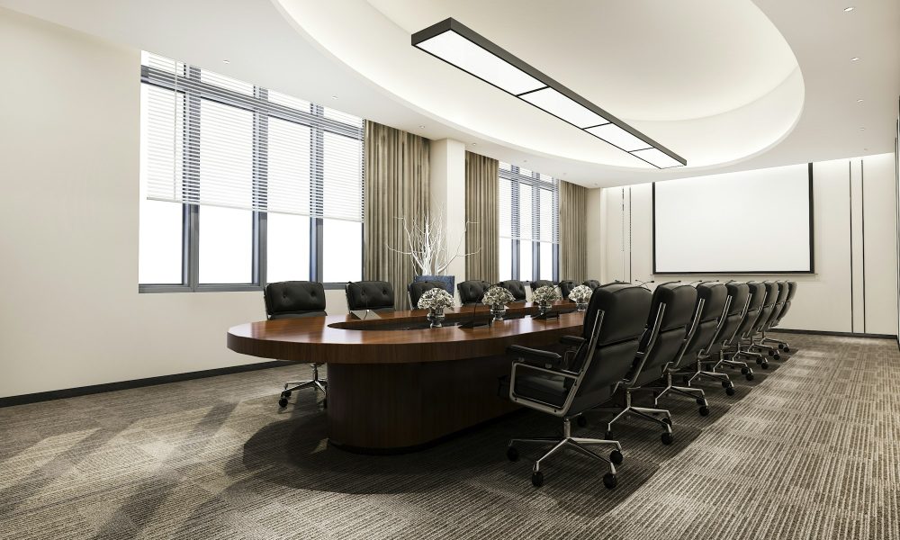 3d rendering business meeting and working room on office building